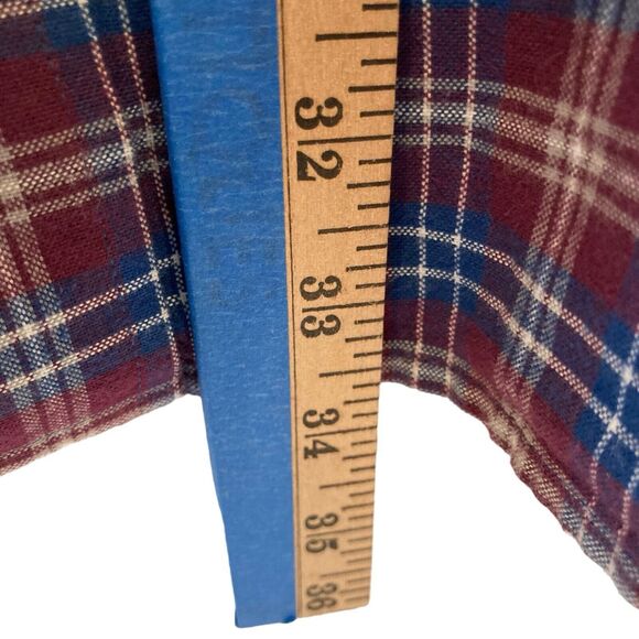 Oak Hill Mens Button Down Shirt 2XL Plaid Cotton Mens Wrinkle Free Burgundy - Picture 7 of 12